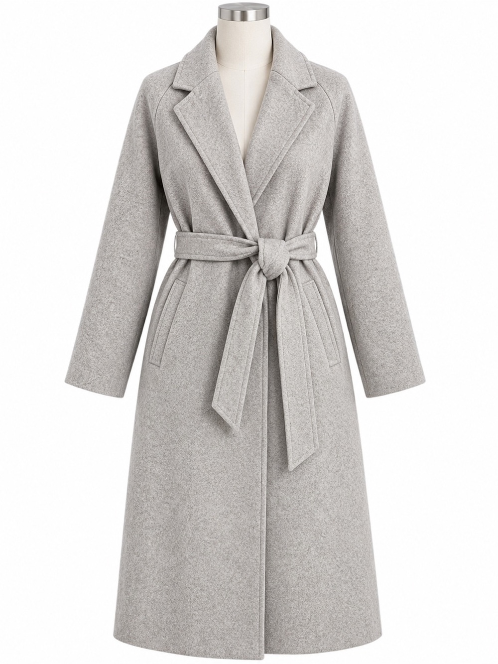 Guess Light Gray Belted Wrap Coat